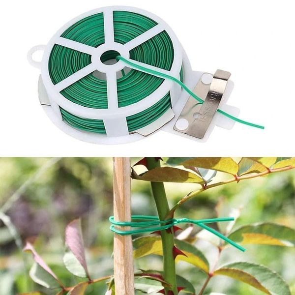 [100 Meters] Garden Tie Wire 328 Feet Pack of 2 Green Twist Ties with Thread Cutter Flexible Garden Ties Vines Support for Climbing Plants Shrubs Flowers Cable Organization Bag Seal