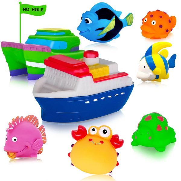 Mold Free Baby Bath Toys - Toy Boats No Hole Infant Toddler Bath Toy for Kids Age 1 2 3 4 Bathtub Water Pool Toys for Infants 6-12-18-24 Months Gifts for 1-6 Year Old Boys Girls Baby Bath Essentials