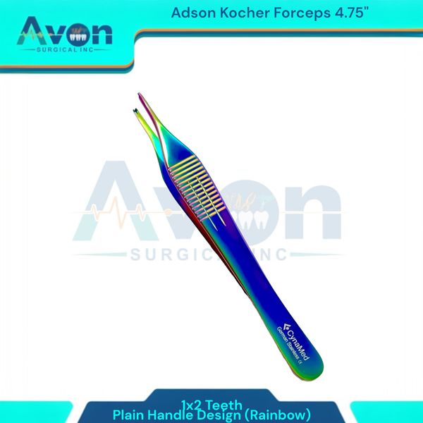 Adson Tissue Forceps 4.75" 1x2 Teeth Tips, Rainbow Titanium Color Finish (1 EA)