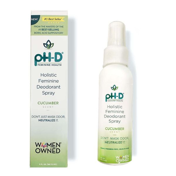 pH-D Feminine Health Holistic Feminine Deodorant Spray, Cucumber Scented, 3 oz