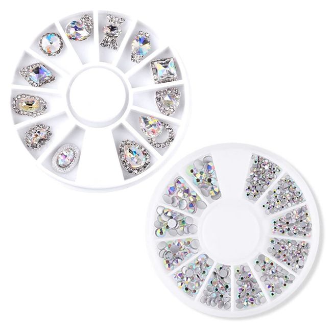 HappyHome Nail Rhinestone Nail Parts, Set of 2, Sparkling, Deco Parts, 3D Nail Art, Nail Decoration