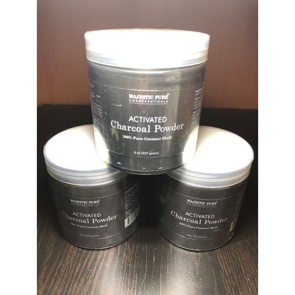 Activated Charcoal Powder 100% Pure Coconut Shell 8oz SCRUB / MASK/ TEETH 3-PACK