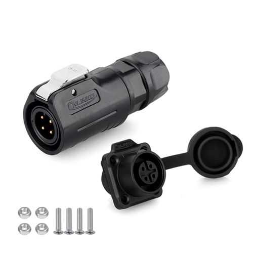 CNLINKO LP12 2/3/4/5/6/7/8 Pin Male Female Electrical Push Pull Plug with Socket IP68 Waterproof Plastic Solar Panel Mount Quick-Connect Connectors (4 Pin)