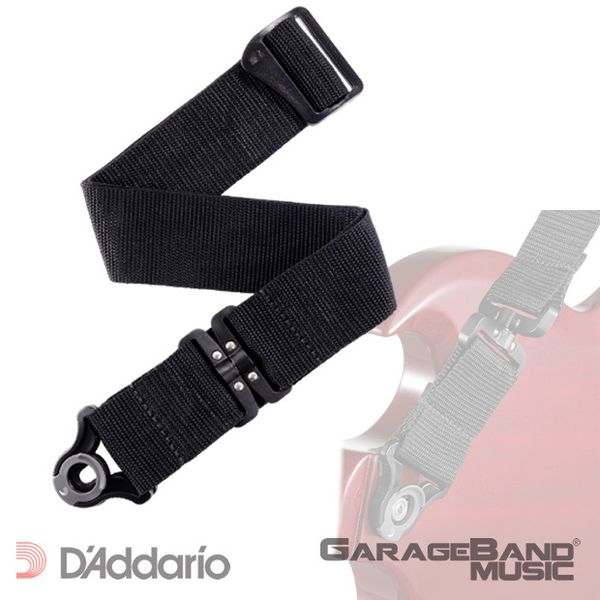 D'Addario 2" Auto Lock Swivel Polypro Guitar Strap, Black, PWSALSV00