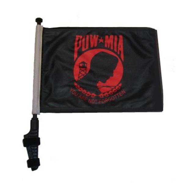 RED POW MIA Golf Cart Flag with SSP Flags EZ On & Off Bracket