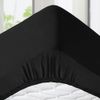 Microfibre Fitted Sheets Luxurious Easy Care Super Soft All Year Round Bed Sheets (Black, Single)