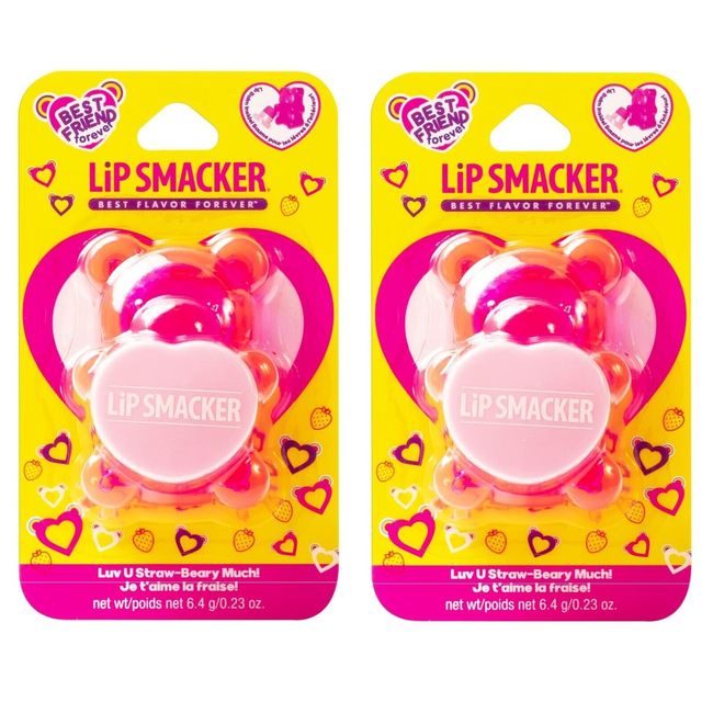 (Lot of 2) Lip Smackers Sugar Bear Lip Balm Luv U Straw-Berry Much NeW Sealed