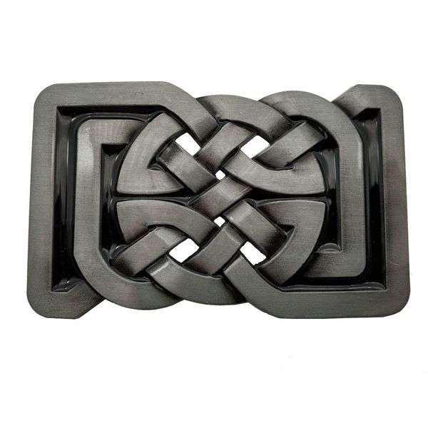 YONE Xwest Celtic Knot Rectangle Belt Buckle Grey 1.5 Inch, gray