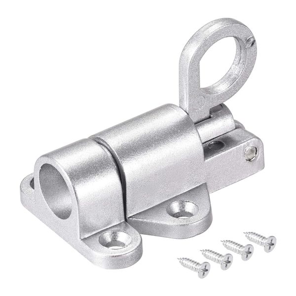 sourcing map Door Spring Bolt Aluminum Alloy Security Automatic Window Gate Latch Bounce Lock Silver Tone