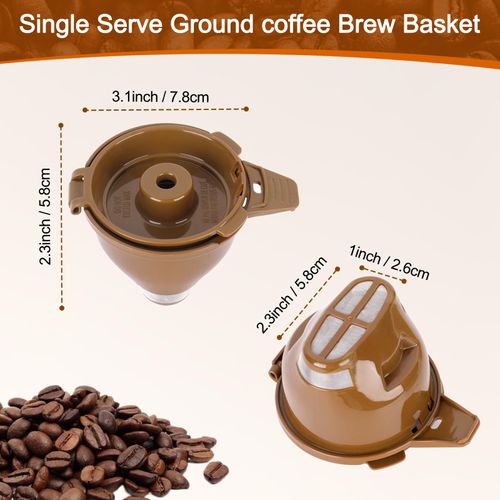 2-Pack Single Serve Ground coffee Brew Basket for Hamilton beach flexbrew Coffee Maker Models 49957 49974 49976 49979 49957 49954 49947 49940 49950 49966 49968 Reusable Filter Part- Brown