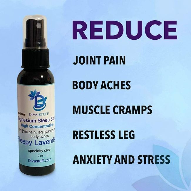Magnesium Sleep Spray for Hair, Joint Pain, Leg Spasms & Body Aches (2oz, Lavend