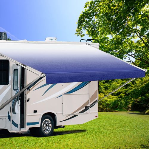 Dulepax RV Awning Fabric Replacement(16'2" Fabric) Heavy Duty 16oz Vinyl Fabric -Camper Awning Replacement Universal Replacement RV Awnings for All Awning Brands-Senior Fade Blue