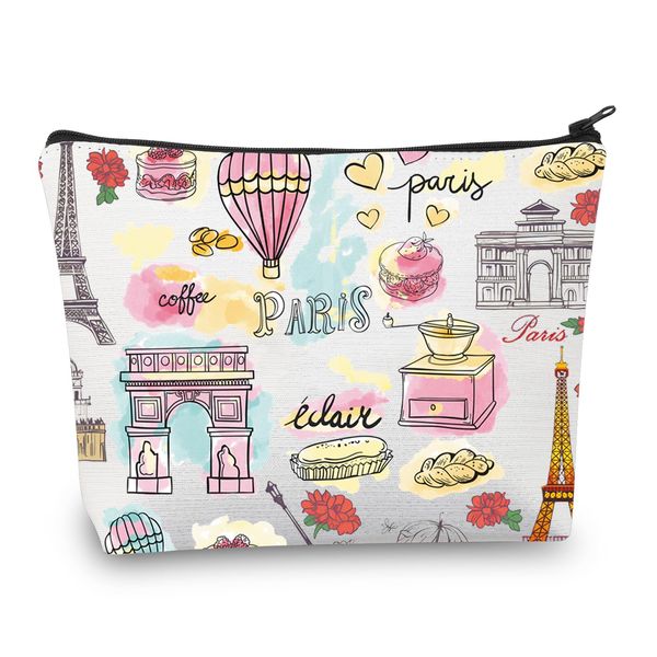 Paris Travel Gifts Makeup Cosmetic Bag France Tower Gift Paris Lover Gift for Women Paris Travel Toiletry Bag Organizer (Paris Bag)