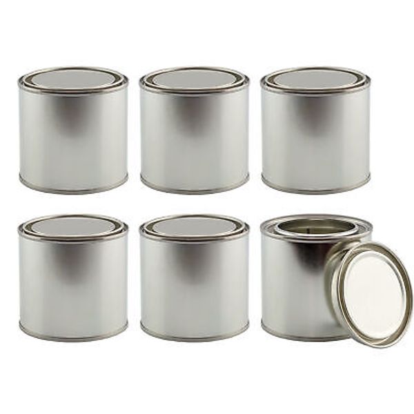 Metal Paint Cans with Lids 1/2 Pint Size 6pk, 1-Cup Empty Unlined Paint Pails