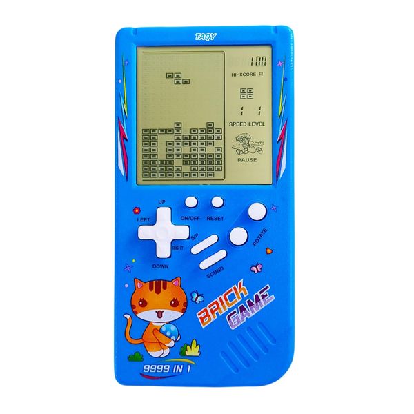 TAQY Cute Cat Pattern Block Game Console 23 Brick Games Racing/Tank Battle Retro Mini Game Machine Children's Game Console 70/80/90's Nostalgic Gifts Puzzle Toy Handheld Portable Game Device (Blue)