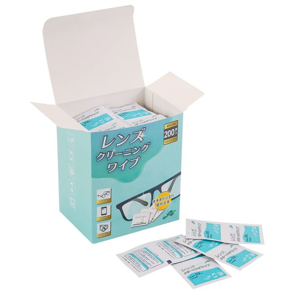 WipeGo Lens Cleaning Tissues, Individual Packaging, 200 Pieces, Quick Dry Wet Type, Cleans Screens of Glasses, Camera Lenses, Smartphones, Tablets, Cleaning Supplies, Lens Cleaners, Screen Wipes