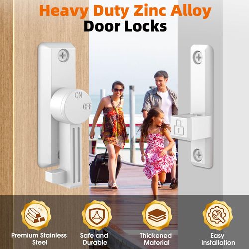 Barn Door Latch, 90/180 Degree Latch, Protect Privacy - Zinc Sliding Latches, Door Security Hardware for Bathrooms, Garages, Bedrooms, Fences, Cabinets (White-2)