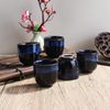 Traditional Japanese Ceramic Sake Cups Set, Blue and Black Gradient Design (4)