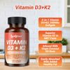 Vitamin D3 K2 Softgel 120 Capsules Extra Strength D3 K2 Supplements for Bone