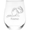 Chipmunk with name stemless wine glass, 17 oz