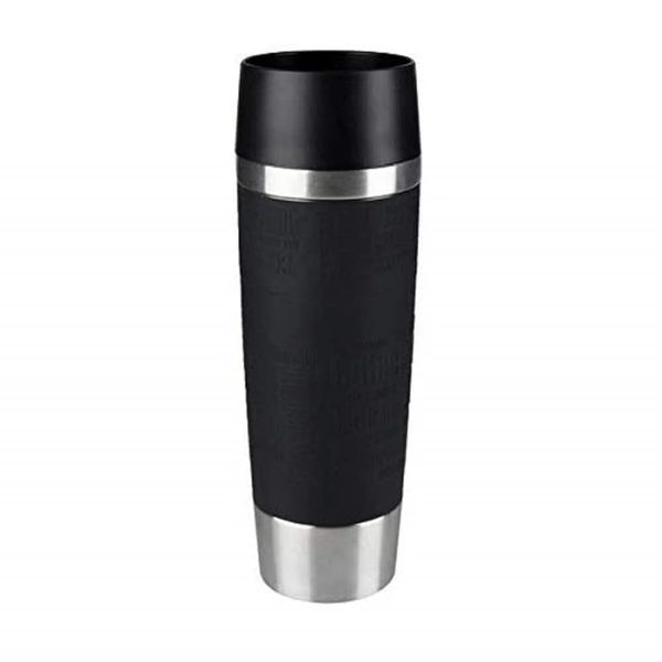 Emsa 515615 Travel Mug Classic Grande | 500ml | Thermobecher | Isolierbecher | hält 6h heiß, 12h kalt | auslaufsicher | Easy Quick-Press-Verschluss | 360°-Trinköffnung | Schwarz | 1 Stück