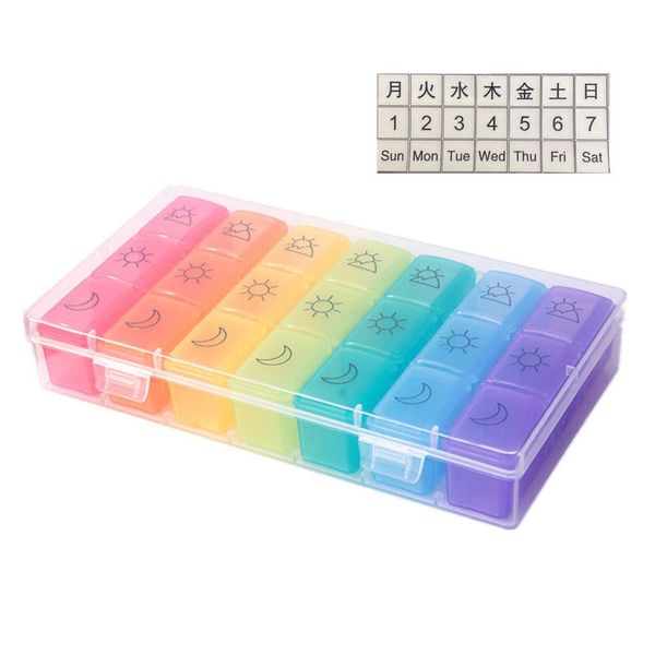 Pill Case, Medicine Case, 3 Times a Week, Supplement Case, Rainbow Color, Portable, Habit Medicine Box