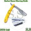 Barber Razor Straight Shaving Edge Knife Yellow Folding Handle BTS-340
