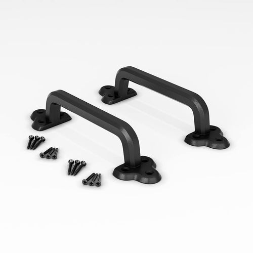 SMARTSTANDARD Heavy Duty 9" Antique Barn Door Handle Set of 2, Large Rustic Retro Cast Iron Handle for Gates Garages Sheds Furniture, Black Powder Coated Finish, Square