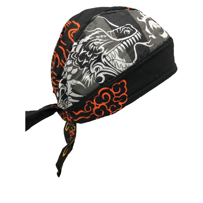 Black Orange Dragon Pearl Capsmith Biker Head Wrap Doo Rag Durag with Sweatband