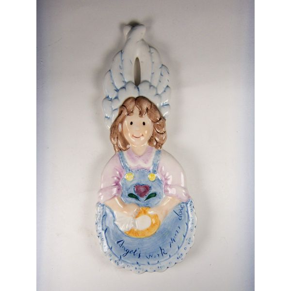 Fine Ceramic Kitchen Angel Angel's Work Never Done Spoon Rest, 8" L