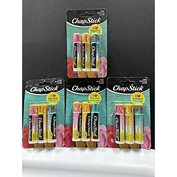 (4) ChapStick I Love Summer Collection: Pink Lemonade, Peaches+Cream, Watermelon