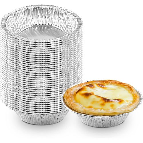 The Baker Celebrations 50 Disposable 5-Inch Aluminum Foil Pot Pie Pans – 7 oz Mini Baking Dishes for Quiche, Pies, Mac and Cheese – Made in USA