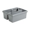 Silver Plastic Cleaning Caddy with Handles - Multi Compartment Organiser for Kitchen Sink & Bathroom
