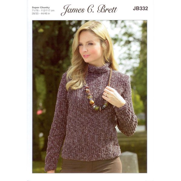 James C Brett JB332 Knitting Pattern Ladies Sweater and Hat in Flutterby Animal Prints Super Chunky