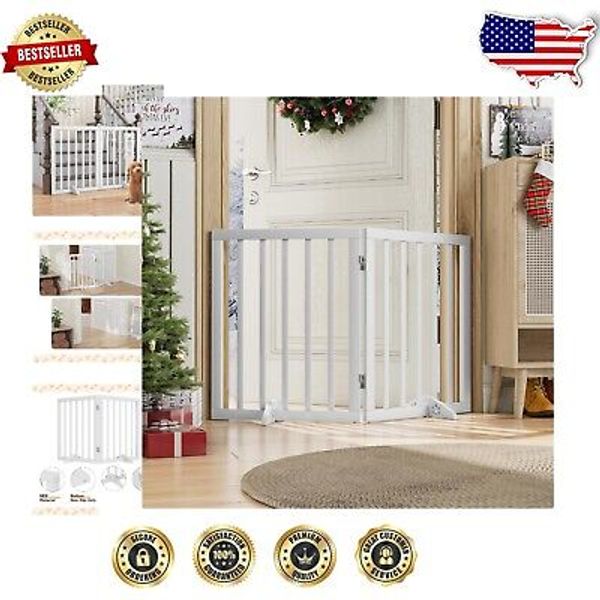 Elegant Folding Dog Gate - Versatile Indoor Pet Barrier with 360-Degree Hinge