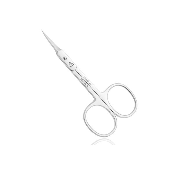 Cuticle Scissors Extra Fine Curved Eyebrow Scissors, Super Slim Small Scissors with Precise Pointed Tip, Beard, Eyelash, Mustache, Dry Skin - Manicure Scissors