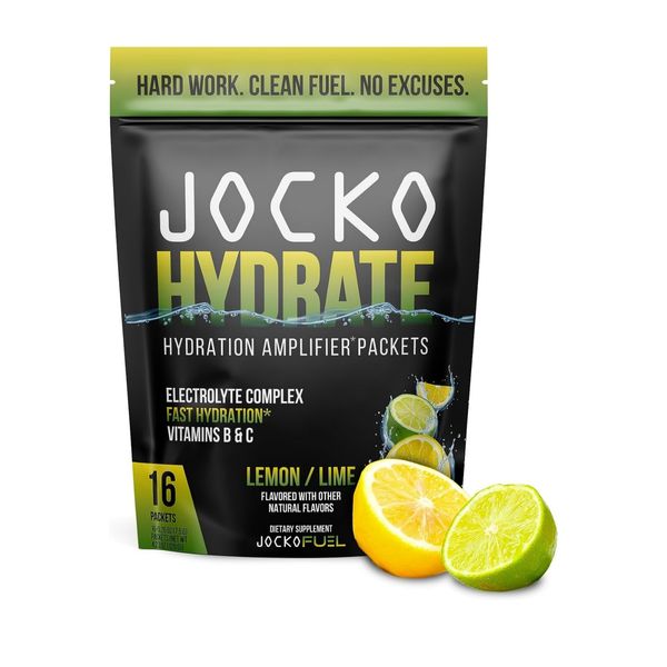 Jocko Fuel Hydrate Electrolytes Powder Packets Low Sugar Lemon Lime Exp: 9/2026