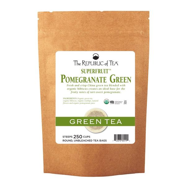 The Republic Of Tea Organic Pomegranate Green Tea, 250 Tea Bags, Superfruit Premium Green Tea Blend