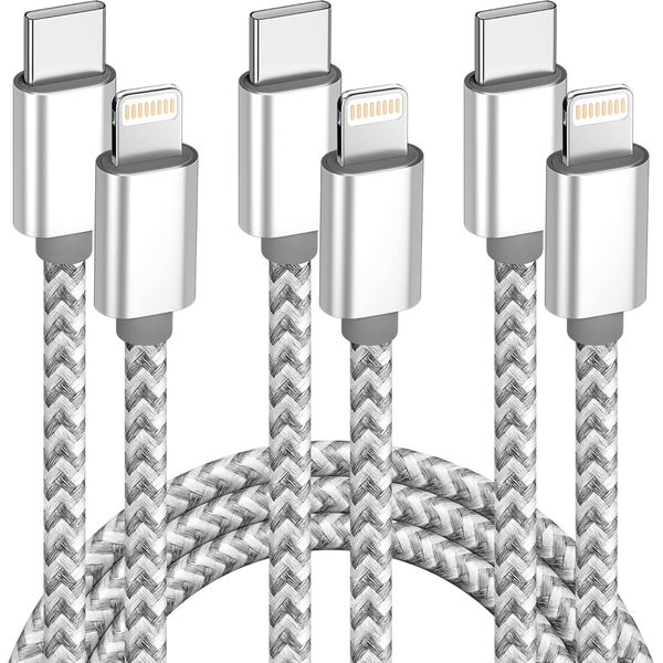 USB C to Lightning Cable 3Pack 6 FT Apple MFi Certified iPhone Fast Charger Type