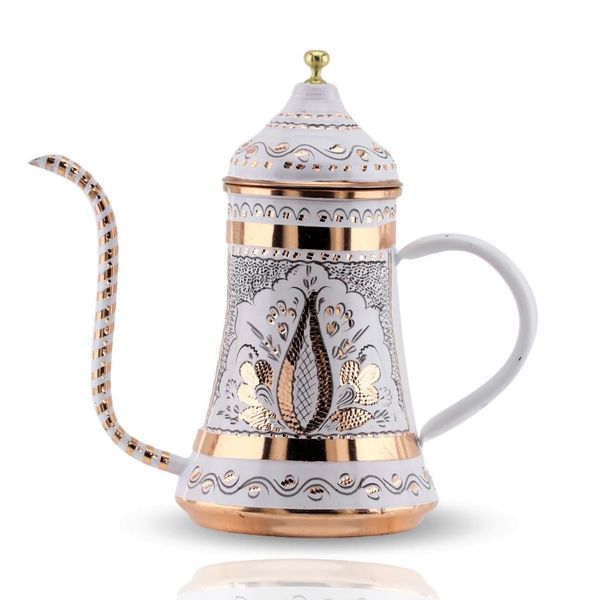 Pure Copper Oil Bottle Dispenser,Real Copper Handmade Painted Olive Oil Pot.27 Oz (800 ml) Elegant and Authentic Oil Cruet