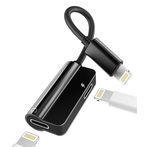 Iphone Headphone Splitter Audio Charge Dongle Adapter 2in1 Dual Lightning Jack Converter Charger AUX Cable MFI Music Earbud Cord Adaptador Para for 13 12 11 Pro Max Mini Xs Se 7 X Xr 8 Plus Ipad