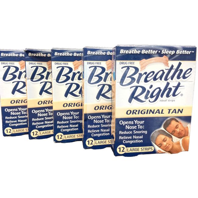 breathe right original tan 60 total large strips scuffed box