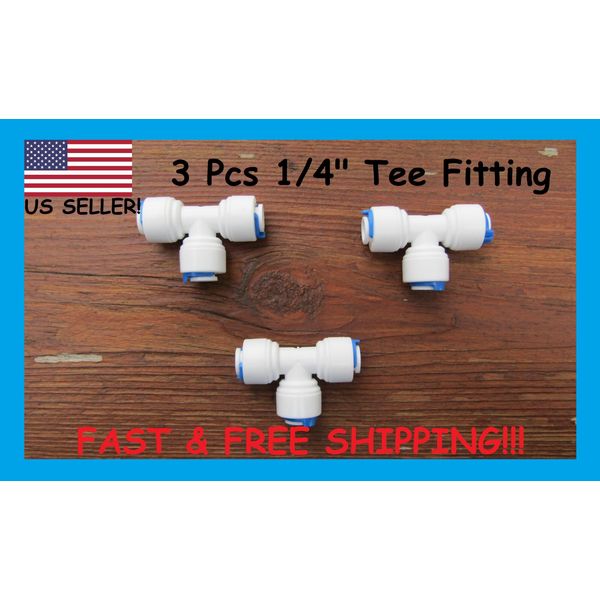 3 Pcs 1/4" Tee Fitting for Reverse Osmosis Water Purification System