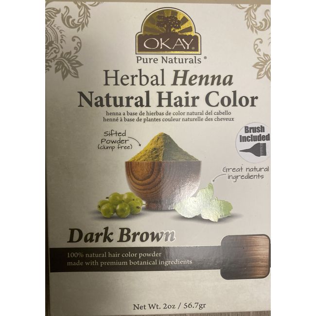 OKAY Pure Naturals Herbal Henna Natural Hair Color {Dark Brown }100% Natural