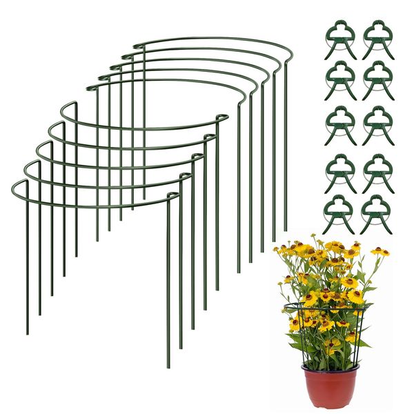 YOUSHY Gardening Stanch, Set of 10, Semicircular Ornamental Plants, Plant Support Ring, Flower Seven for Agriculture, Gardening Supplies, Gardening Flower Support Stanch, 9.8 x 15.7 inches (25 x 40 cm)