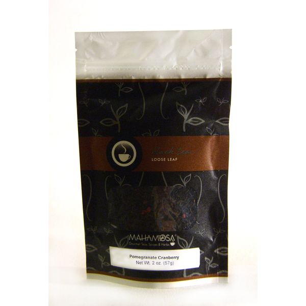 Mahamosa Pomegranate Cranberry Black Tea 2 oz, Loose Leaf Black Tea Blend (with cranberry slices, raspberry pieces, pomegranate arils, peony petals)