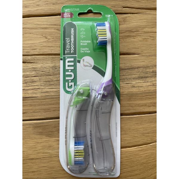 GUM Travel Toothbrush with Folding Handle, Soft Bristles, Compact, 2 Count