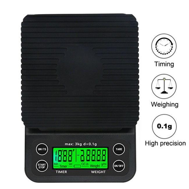 Digital Coffee Scale with Timer LED Screen Espresso USB 3kg Max.Weighing  0.1g High Precision Measures in Oz/ml/g Kitchen Scale