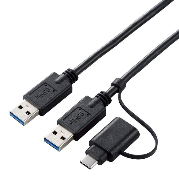 Elecom UC-TV6BK Data Migration Cable [Windows Mac Compatible] USB 3.0 Type-C Adapter Included, 3.9 ft (1.5 m), Black