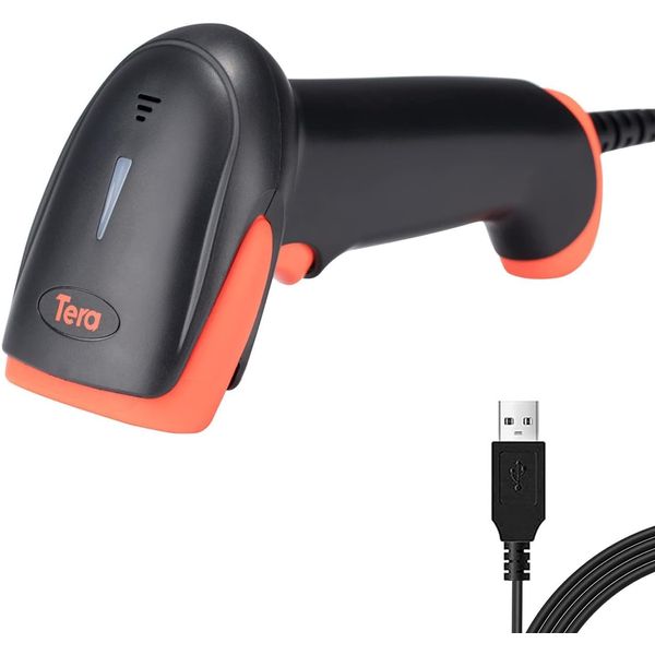 Tera 3106-2 Barcode Reader, 1D Laser, Wired, Fast Reading, Lightweight, Barcode Scanner, Windows Compatible, USB, Japanese Instruction Manual